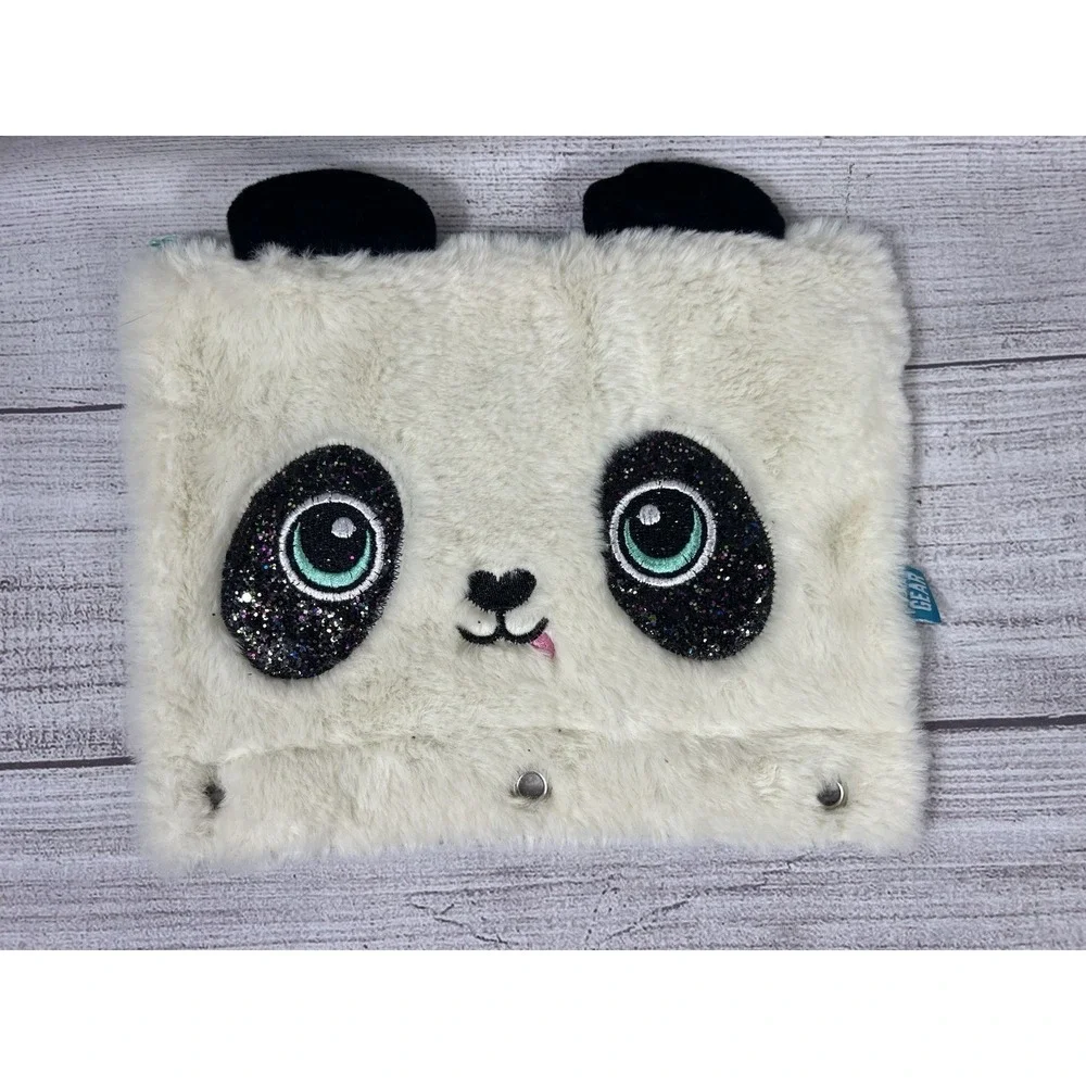 Pen+Gear 3-Ring Soft Plush‎ Panda Binder Pencil Pouch with Glitter Eyes